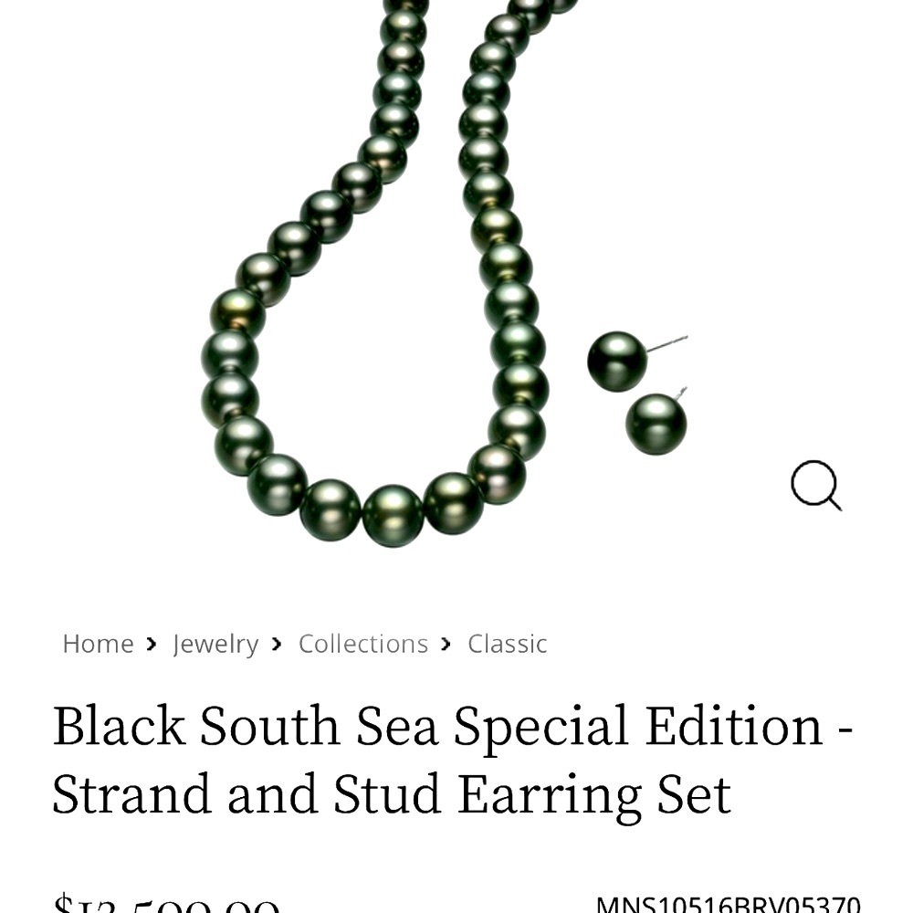 MIKIMOTO Ginza SpecialEdition MultiBlack Sea Cultured Pearl Set Retail US$19.500